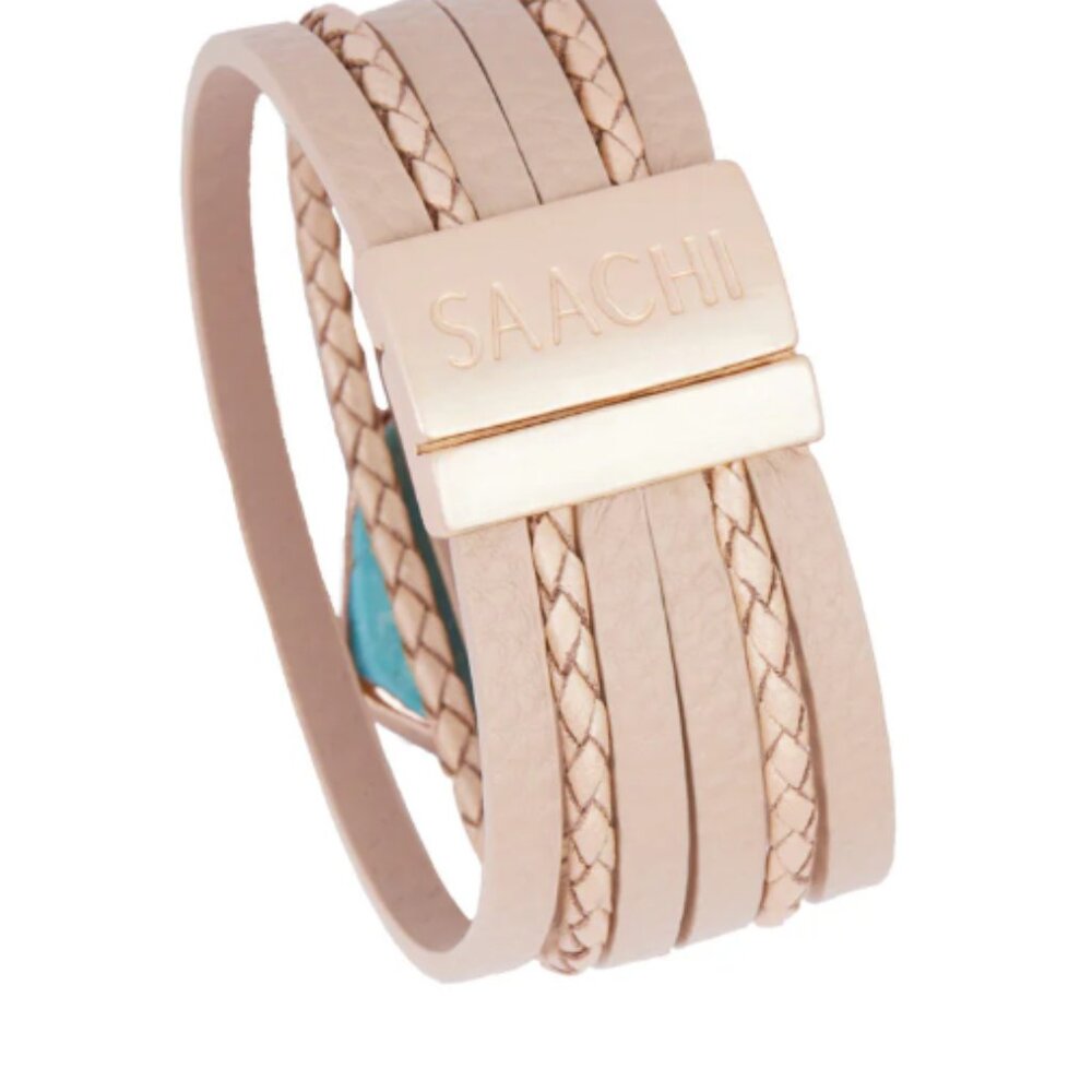 Saachi Braided Turquoise Bracelet-Beige BOHO Chic New - Picture 8 of 8